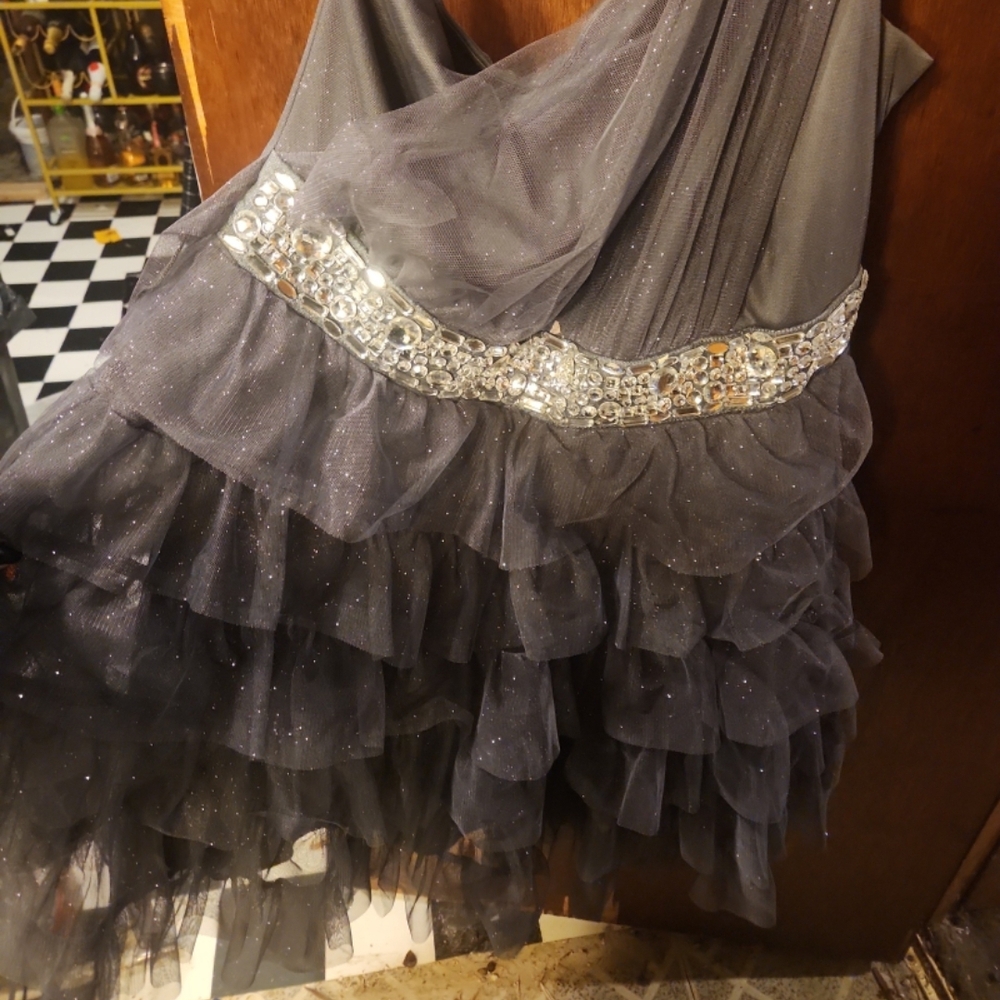 Trixxie Sparkly Silver One Shoulder Dress- Size 18